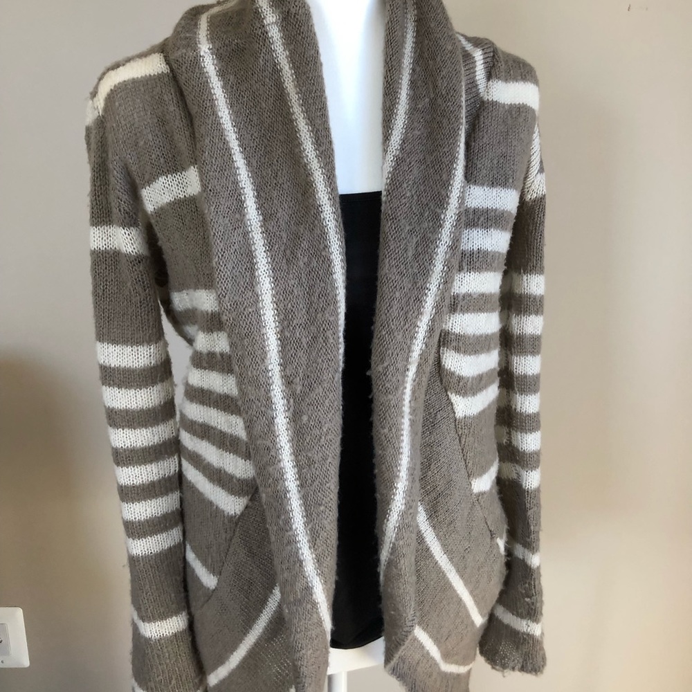 Stripe knit scarf cardigan